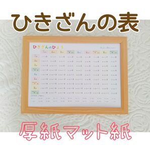 【ひきざんの表】高級感ある厚紙マット紙*読みながら楽しく覚えよう!