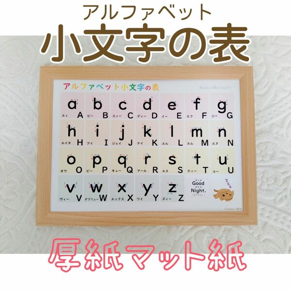 【アルファベット小文字の表】大文字・書き順・読みがな付き＊国内産厚紙マット紙◎