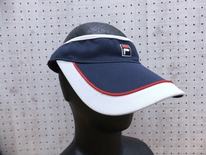 FILA フィラ レナウン RENOWN製 ブランドカラー トリコロール サンバイザー ネイビー メンズ フリーサイズ ゴルフ テニス スポーツ