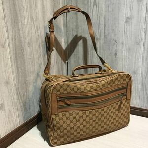 希少 vintage GUCCI オールド グッチ メンズ gg柄 トラベルバッグ ブリーフケース ビジネスバッグ 2way 鞄