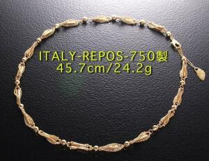 ☆＊ITALY-750製・綺麗なデザインネックレス・45.7cm・24.2g/IP-3391