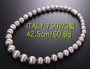 **ITALY-750WG made * beautiful brilliancy. 42.5cm necklace *60.8g/IP-5110