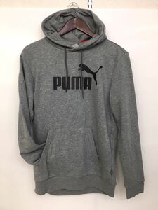 未使用■PUMA プーマ メンズ レギュラーフィット パーカー S グレー ロゴ フード付き