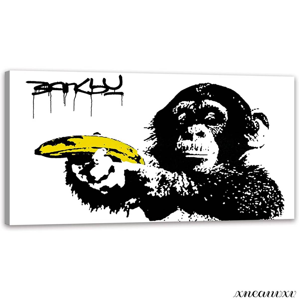 Banksy Grand panneau d’art Reproduction Décoration intérieure de la pièce Peinture sur toile Tenture murale Monochrome Simple Abstrait Chimpanzé moderne, ouvrages d'art, peinture, graphique