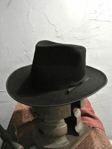 Antique western hatアンティークstetsonステットソンVintageヴィンテージ58cm1/420s30sウェスタンハットオープンロードオールブラック黒