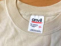 デッドストック 90s anvil 半袖 Tシャツ 無地 ベージュ S FABRIC MADE IN USA 中古 アンビル ヘビー アイボリービンテージ 90年代_画像3