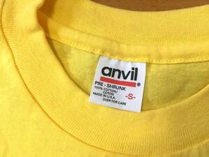 デッドストック 90s 米国製 anvil 半袖 Tシャツ 無地 黄 イエロー S MADE IN USA 中古 アンビル ヘビー ビンテージ 90年代