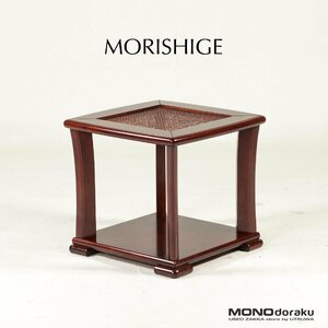 MORISHIGE/モリシゲ 漆塗り サイドテーブル 樺材 ラタン張り 伝統工芸 和室 花台 コンソール 飾り棚 和モダン