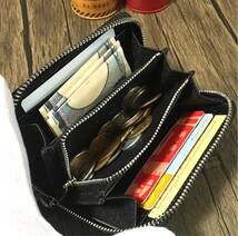 ミニ財布 メンズ レディース 黒 カーボン 大容量 小銭入れ カードケース_画像6