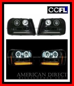 [ black / amber reflector ]02-09y Chevrolet Trail Blazer -CCFL ring attaching projector head light left right 2 piece set 