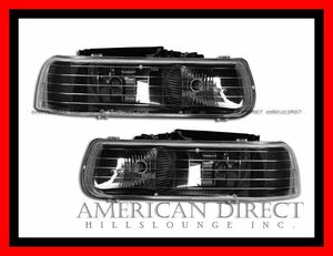 [ immediate payment / black ]00-06y Tahoe Suburban / 99-02y silvered crystal head light headlamp Chevrolet C/K CK left right SET HB3 HB4