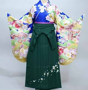  2 сяку рукав кимоно hakama полный комплект Junior для . исправление 135cm~150cm From KYOTO синий земля hakama модификация возможно церемония окончания новый товар ( АО ) дешево рисовое поле магазин NO35830-1