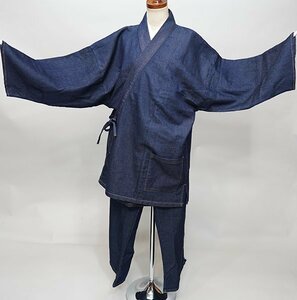  Samue for man Denim cloth L size dark blue ground stretch . electro- measures . Japanese clothes kimono new goods ( stock ) cheap rice field shop NO220525-L NAVY