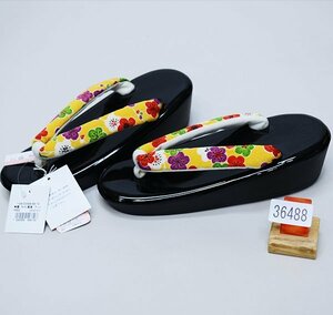 草履 ウレタンソール 単品 合皮 厚底 24.5cm フリーサイズ 適合足サイズ 23.5c～24.5cm 黒 新品 (株) 安田屋 NO36488