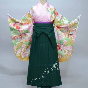  two shaku sleeve kimono hakama full set Junior for . correcting 135cm~150cm From KYOTO pink ground hakama modification possible graduation ceremony new goods ( stock ) cheap rice field shop NO35850-1