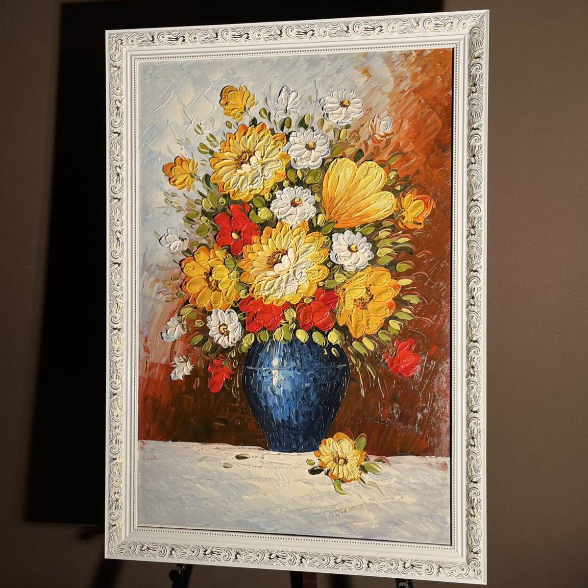 ★Excelente★ Cuadro al óleo pintado a mano Flores en un jarrón (grande) con marco Pintura Interior Pintura al óleo, Cuadro, Pintura al óleo, Naturaleza, Pintura de paisaje