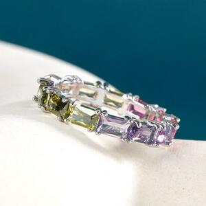  multicolor full Eternity CZ diamond ring 11 number 12 number 13 number 16 number lady's ring 