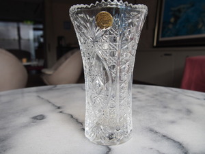 クリスタルダルク社 Cristal d’Arques★フランス製★クリスタルガラス★フラワーベース★花瓶 花器★高さ約16.8㎝／上部内径約8.5㎝