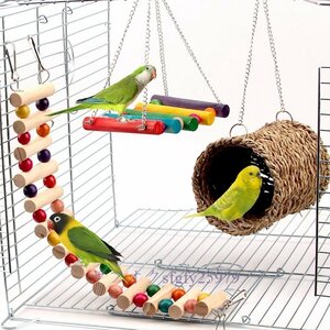 M131* new goods parrot? parakeet nest box. toy 3 point set basket? ladder? swing hamster etc.. small animals also 