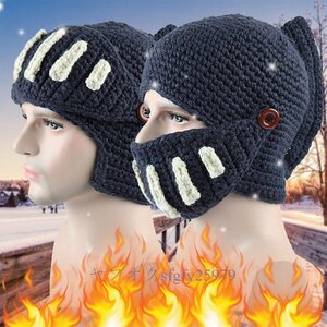 A706A☆新品ローマ騎士マニュアルニット帽子冬マスクキャップユニセックス暖かいファッションクリエイティブサブマスクキャップ