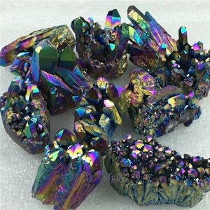 A987B* new goods natural crystal stone rainbow titanium cluster colorful mineral specimen healing Home desk equipment ornament stone 