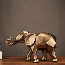 A166C☆新品ファッション抽象ゴールド象の彫像樹脂の装飾品ホームデコレーションアクセサリーギフト幾何象の彫刻工芸ルーム_画像2