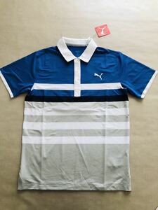 送料無料◆新品◆PUMA GOLF ボーダー柄 半袖ポロシャツ◆(S)◆531742-21◆プーマ ゴルフ