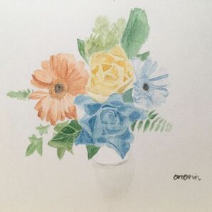 【原画】水彩画　夏仕様の花