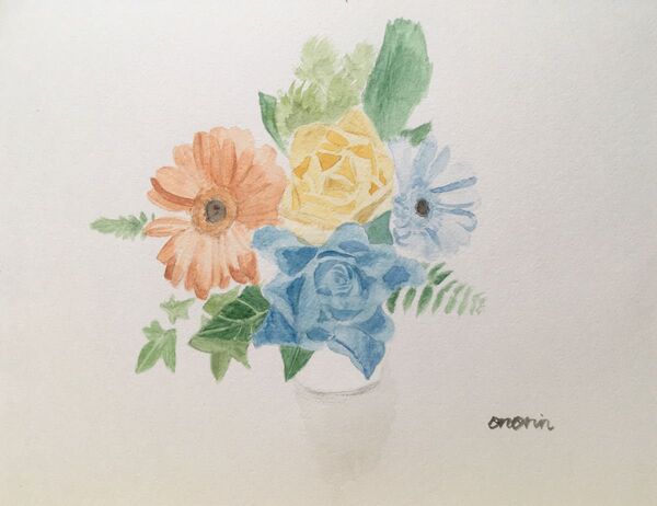 【原画】水彩画 夏仕様の花