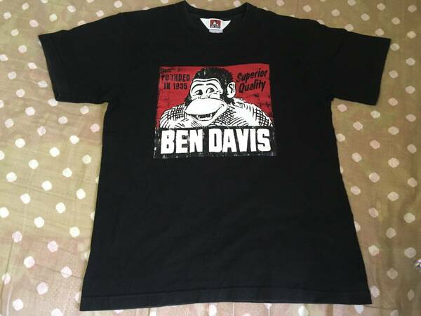 ☆　＜送料無料＞　BEN DAVIS　　ブラック（黒）　　半袖Tシャツ　M　中古品（USED）　フロント　プリント　