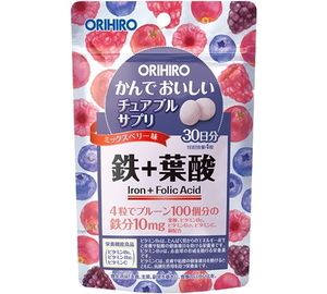 【送料無料】 かんでおいしいチュアブルサプリ　鉄 120粒（30日分） オリヒロ●