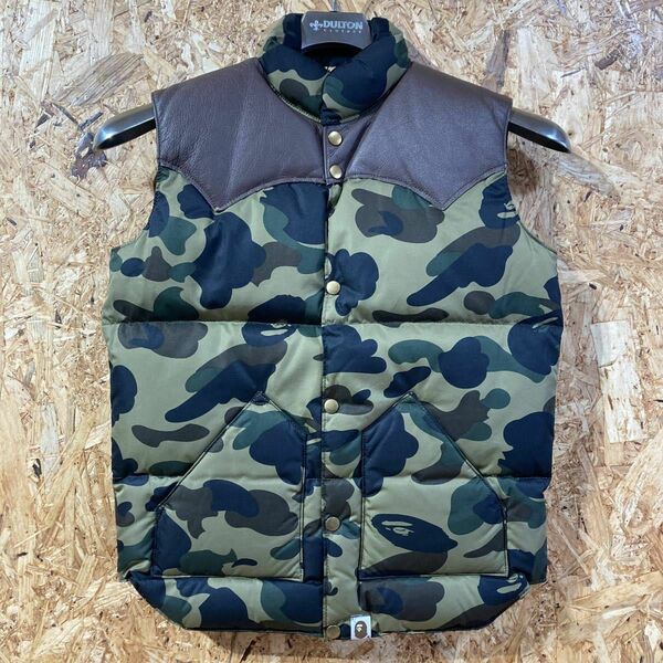 A BATHING APE BAPE KIDS Rocky Mountain FEATHERBED レザー ダウン ベスト L