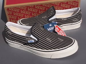 デッド！新品！ 27,5cm レア USA企画 限定 VANS Classic Slip-on 黒白 ストライプ アナハイムパック