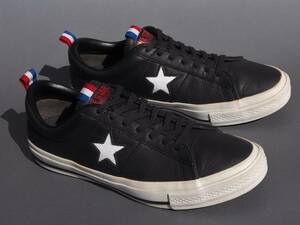 美品!! US 8 1/2 / 27cm 希少カラー!! 限定converse ワンスター ソフトレザー 黒x白