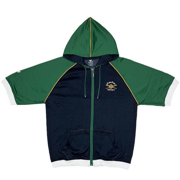 [並行輸入品]　PellePelle ペレペレ 半袖 ジップアップ パーカー (ネイビー/グリーン) (L)