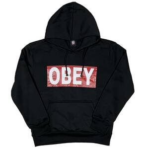 [並行輸入品] Obey オベイ ブランドロゴ プルオーバー スウェット パーカー (ブラック) (S)