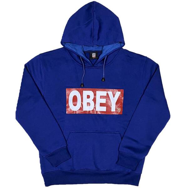 [並行輸入品] Obey オベイ ブランドロゴ プルオーバー スウェット パーカー (ブルー) (XXL)