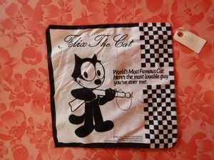 RETRO handkerchie 0103 Felix the Cat ferric s26X27CM made in Japan JAPAN Showa Retro 