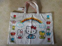 ハローキティ　コットン　キャンバス地ハンドバッグ012001　HELLO KITTY 43X30CM 1999 サンリオ SANRIO_画像2