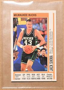 JACK SIKMA (ジャック・シクマ) Basketball '91-'92 シール ステッカー 【NBA,トレーディングカード, BUCKS,バックス】