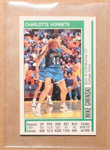 MIKE GMINSKI (マイク・グミンスキー) Basketball '91-'92 シール ステッカー 【NBA,トレーディングカード,シャーロットホーネッツ Hornets