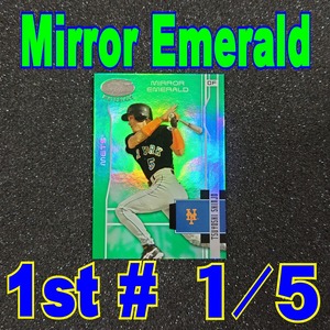 ◆【Mirror Emerald 1st# 1/5 】Tsuyoshi Shinjo 2003 Leaf Certified Materials Mirror Emerald 5枚限定　◇検索：新庄剛志 Mets メッツ
