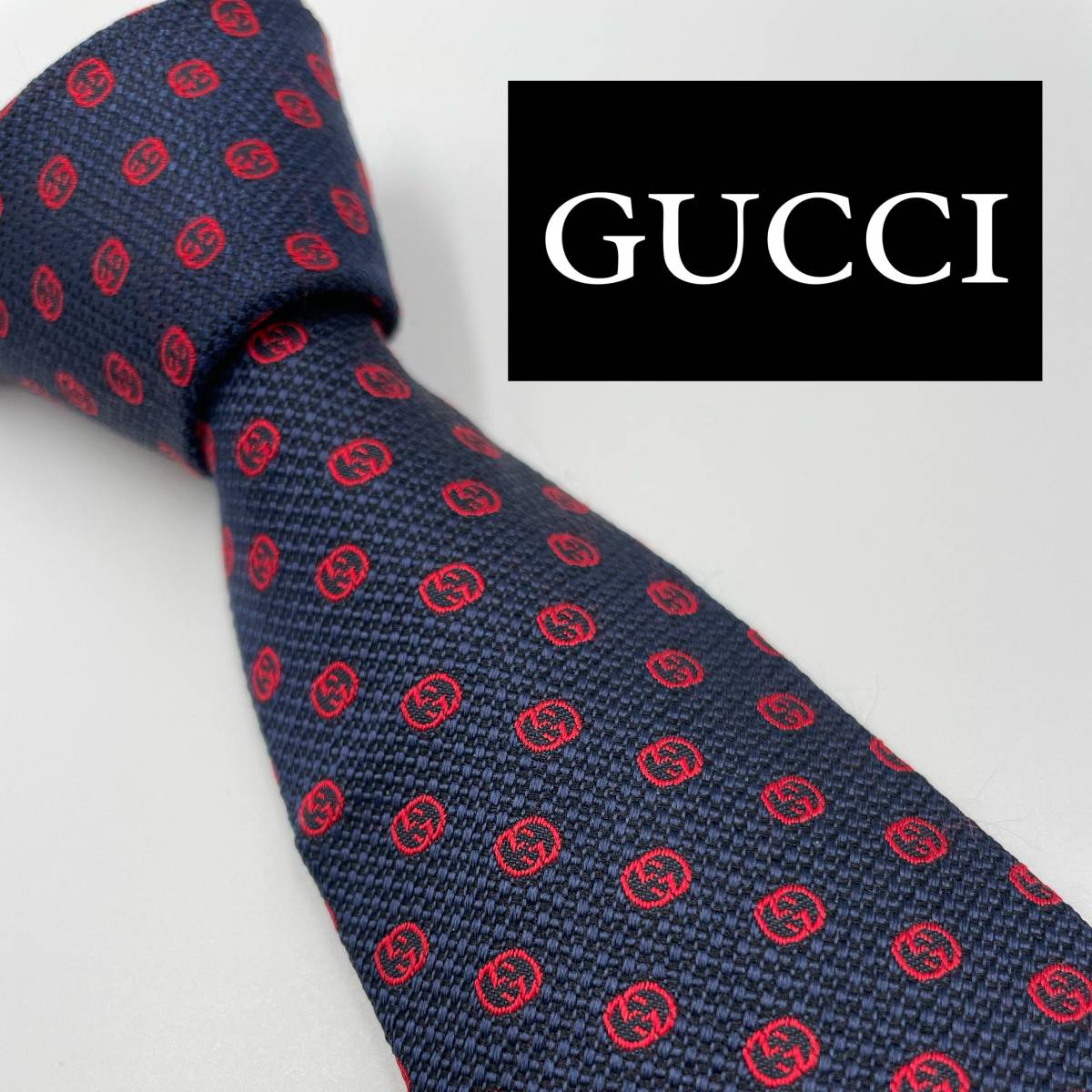 極美品 送料無料 現行タグ GUCCI グッチ ネクタイ 高級シルク100％ GG