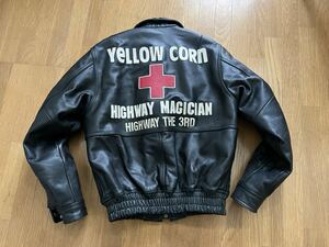 イエローコーン　レザージャケット　本革YELLOW CORN 牛革 ライダースジャケット サイズM LEATHER