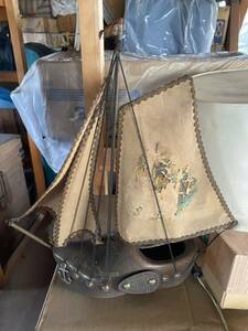 帆船模型 木製 帆船 完成品 洋風 インテリア 置物 置き物 昭和レトロ 昭和 アンティーク ビンテージ