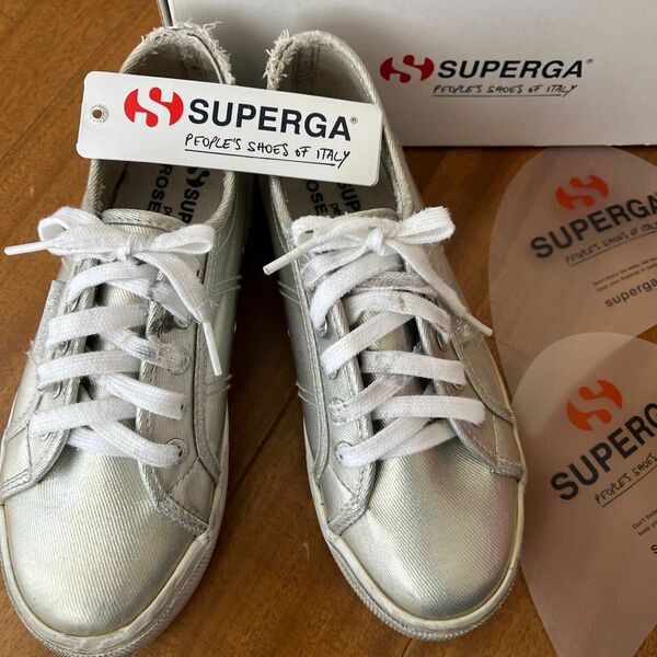 SUPERGA スペルガ　PVCレースアップ　厚底スニーカー　シルバー　EURO 37