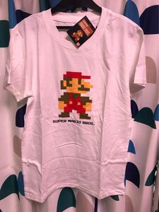 1点のみ! 新品 限定 スーパーマリオ ドット絵 tシャツ 30th 白L任天堂 NINTENDO SUPER MARIO BROS. 男女兼用