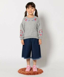 新品 組曲 anyFAM 長袖 刺繍 スウェット フリル トレーナー 120cm 子供用 女の子 灰色 グレー ペア 双子