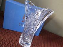 ラスカ ボヘミアガラス フラワーベース 花瓶 重厚 カットガラス / チェコ製_画像3