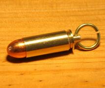 solid brass ソリッド ブラス 真鍮 シンプル 弾丸 ケース ペンダントトップ チャーム キーホルダー パーツ M_画像1